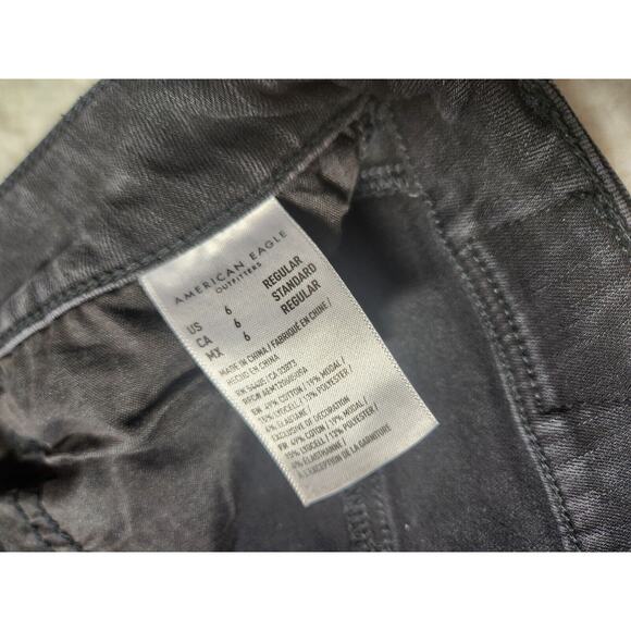 Sz 6 American Eagle Womens Black / Gray Distressed Jegging Skinny Jeans - Picture 6 of 7